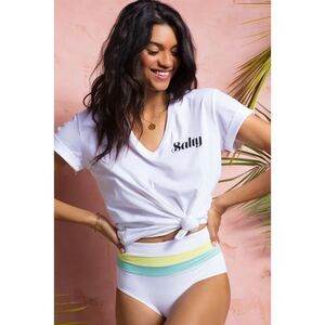 L*SPACE Salty Tee Cover Up deep v-neck size medium